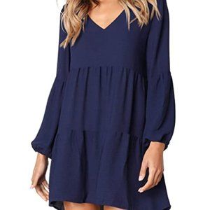 V Neck Casual Loose Flowy Swing Shift Dresses